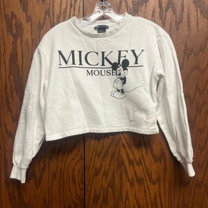 Zara White Mickey Mouse Cropped Sweatshirt